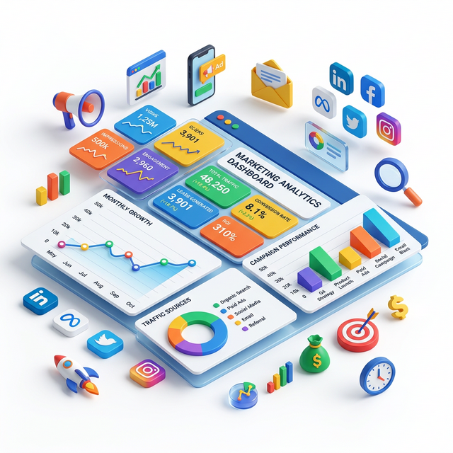 Marketing Analytics Dashboard Illustration